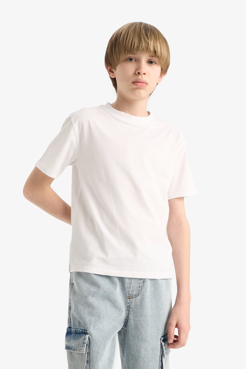 DeFacto White Boy Boy Crew Neck Basic Short Sleeve T-Shirt Casual - Image 3